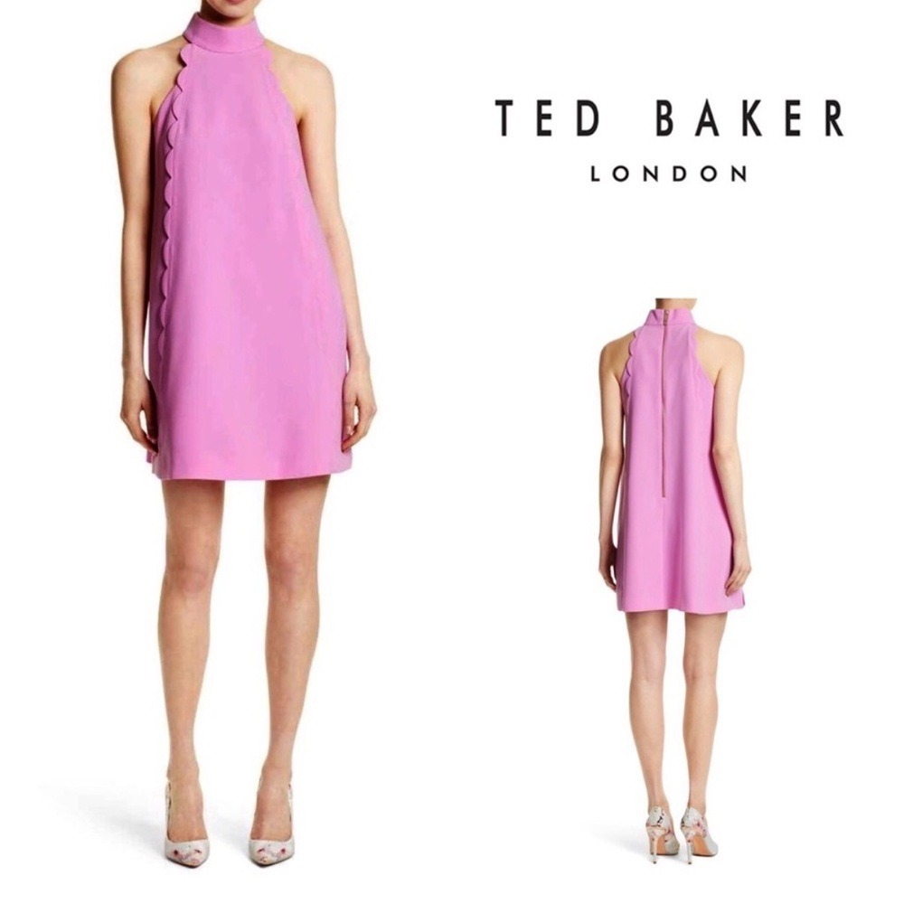 Ted Baker Torrii Scallop Shift Dress Size 0 (USA 2) Preppy resortwear